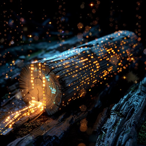 Log with bytes streaming out of it